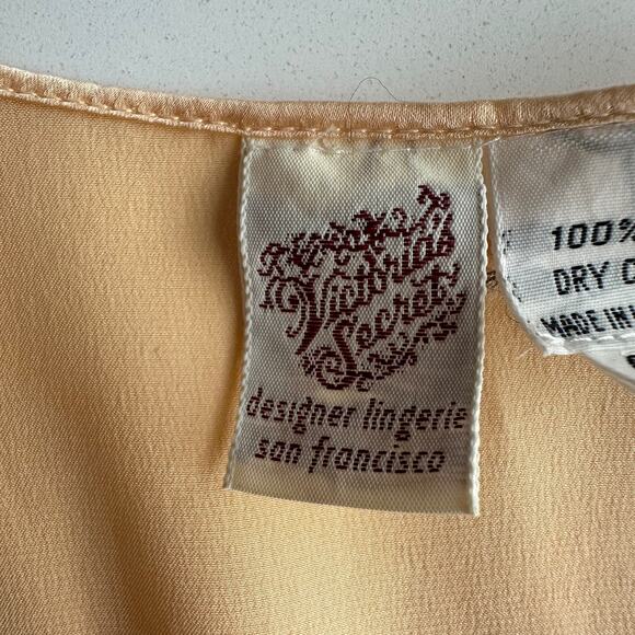 VTG Victorias Secret Rare Pre Gold Ventura Tag Silk Peach Kimono Robe One Size - Picture 4 of 8